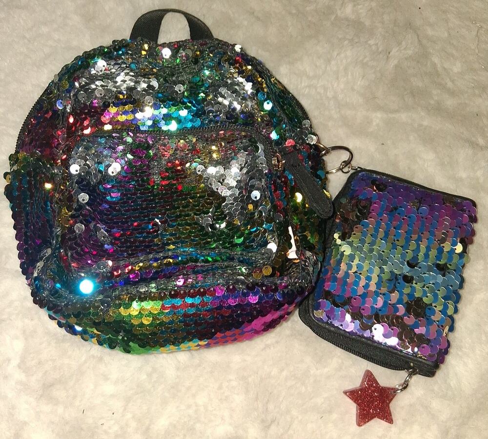Sequin Mini Backpack with Matching Pouch
